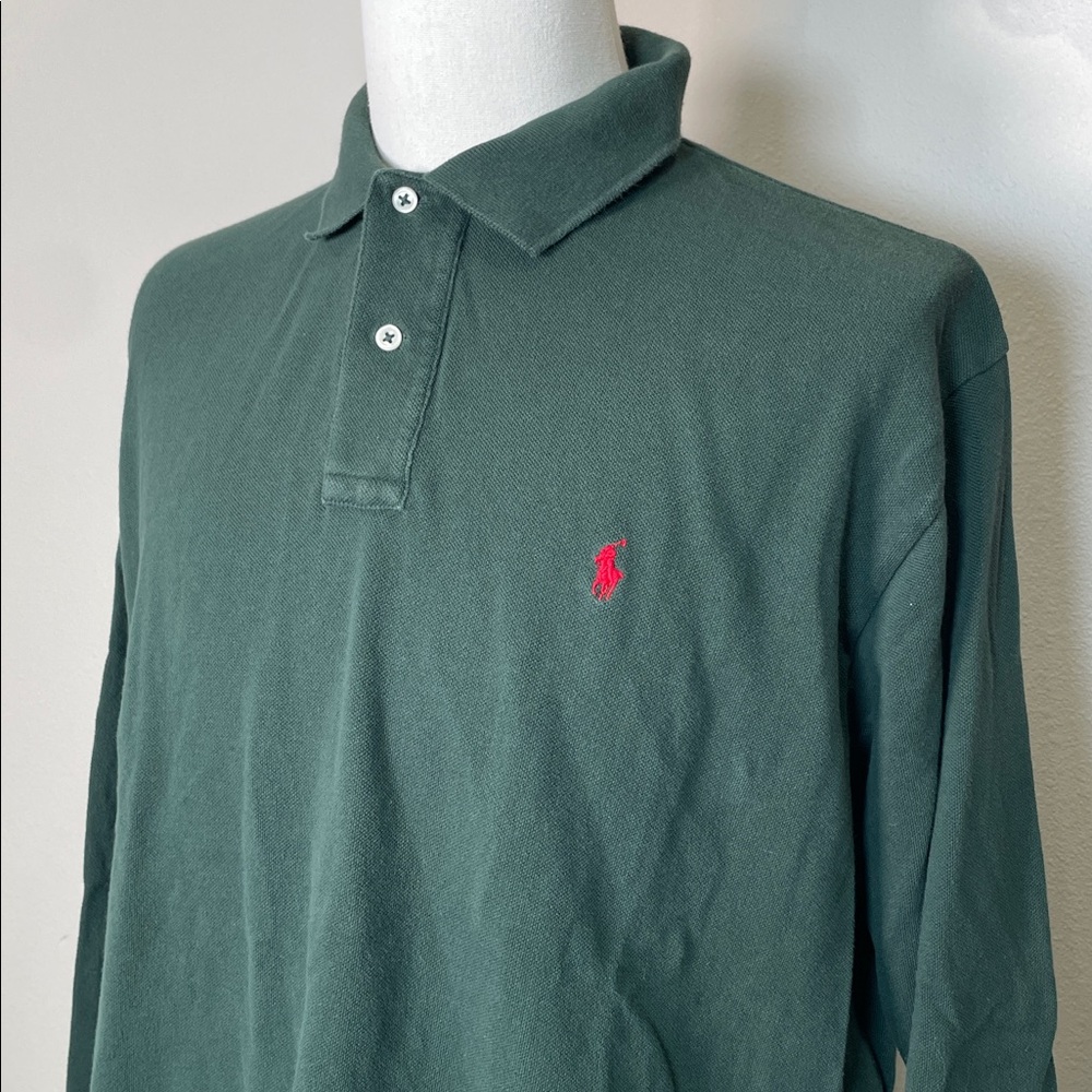 Men’s Polo Ralph Lauren Long Sleeve Polo Henley Shirt Forest Green Size X-Large